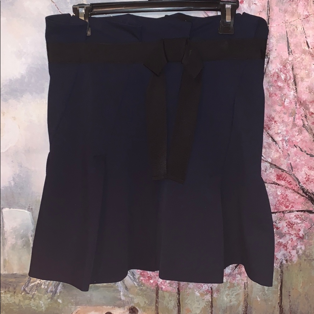 Halogen midnight blue gathered black ribbon skirt EUC sz 8 - Picture 4 of 11